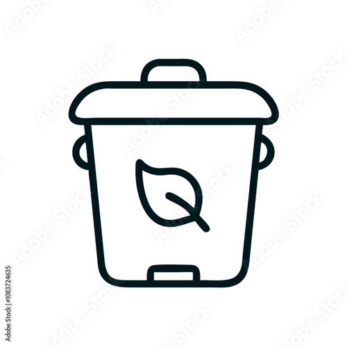 Compost bin icon in black color for recycling and sustainability concept