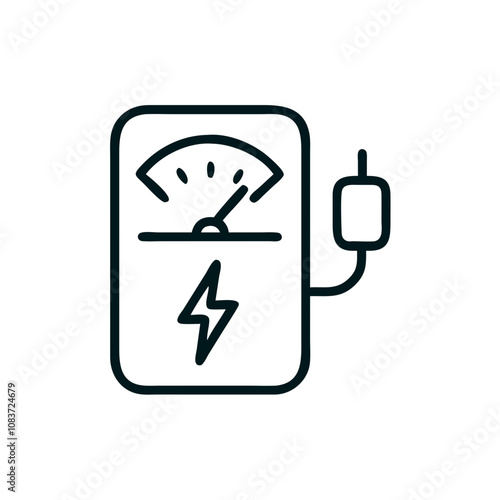 Energy meter icon in black color for electricity and measurement concept