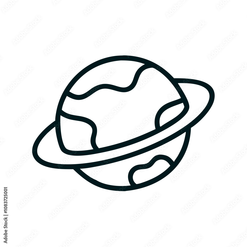 Fototapeta premium Vector icon of a planet with rings symbolizing astronomy and the cosmos