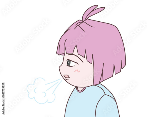 The little girl was sighing, illustration vector, eps, cartoon