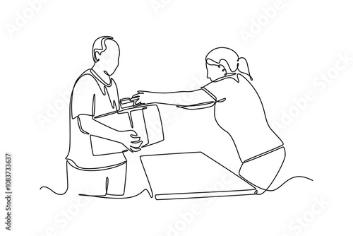 Charity and donation concept. Single line draw design vector graphic illustration.