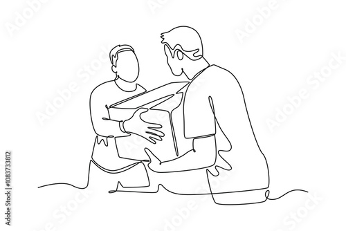 Charity and donation concept. Single line draw design vector graphic illustration.