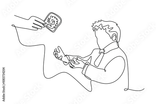 Charity and donation concept. Single line draw design vector graphic illustration.