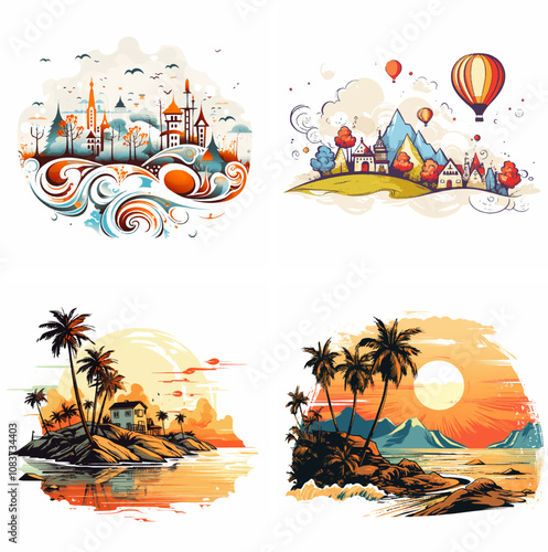 Postcard Mail Travel Souvenir Picture Message Address Stamps Greeting Vacation Destination T