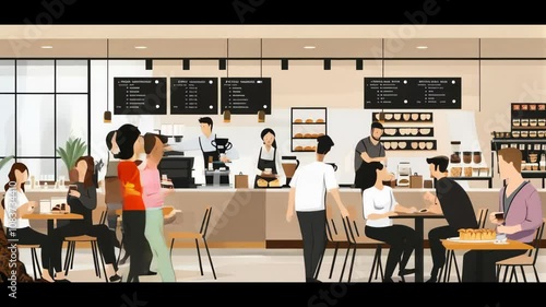 People ordering coffee and enjoying their time at the coffee shop