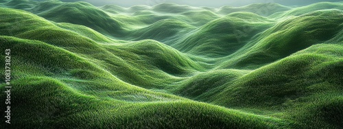 A Lush, Rolling Field of Green Grass Under a Bright Sky photo