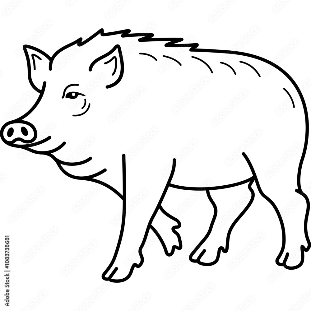 Fototapeta premium Wild boar. Vector outline icon.