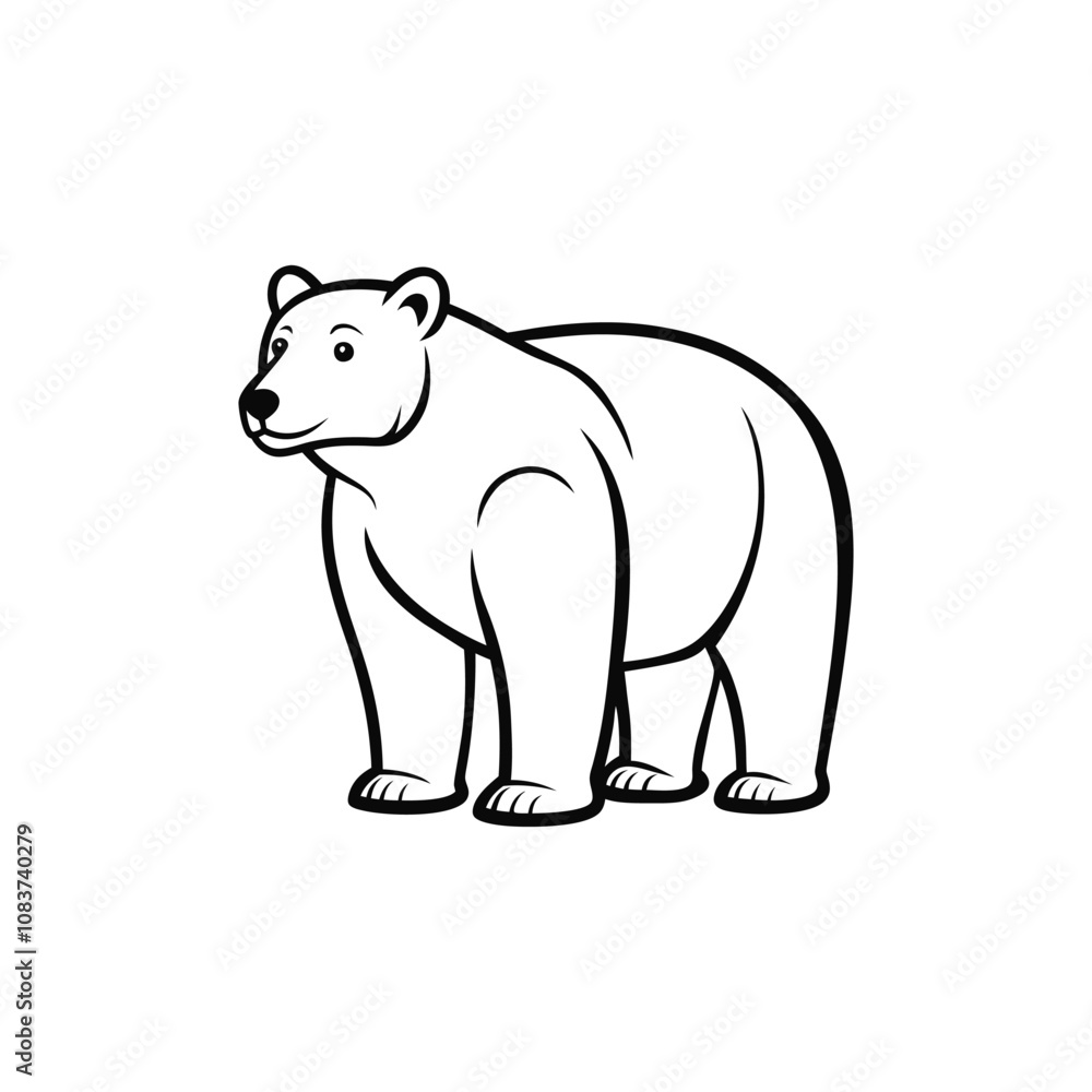 Fototapeta premium Polar Bear Outline – Adorable Vector Clipart Illustration