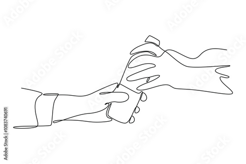 Charity and donation concept. Single line draw design vector graphic illustration.