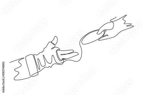 Charity and donation concept. Single line draw design vector graphic illustration.