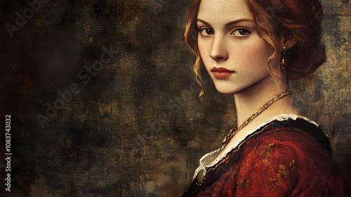 Renaissance portrait of young aristocratic woman. Renaissance. Illustration