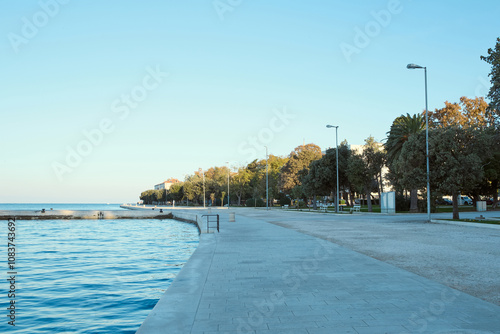 Promenade by the sea in Zadar city, Croatia