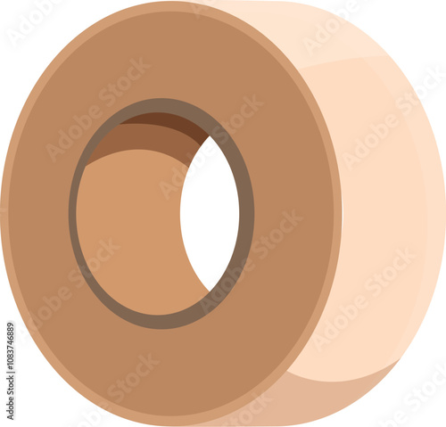 Beige adhesive tape roll isolated on white background, ready for packaging and shipping