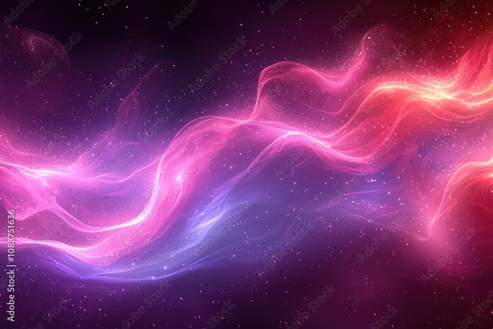 Obraz premium Abstract Cosmic Waves with Glittering Stardust