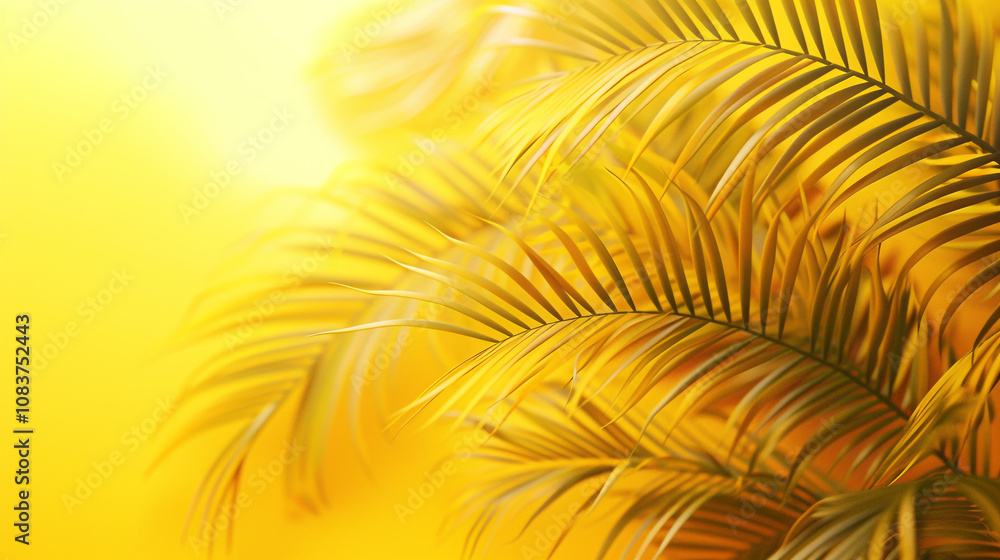 Fototapeta premium Summer background on yellow 3d illustration