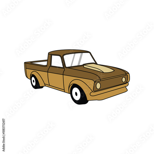 Old Pick up Truck vector illustration, Vehicle Transportation Isolated on white background, suitable for your design