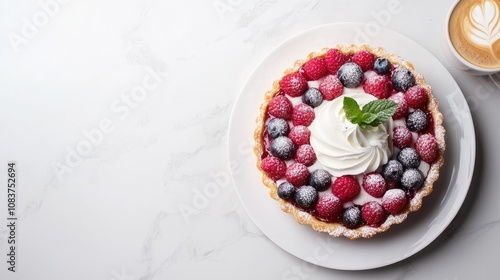 Wallpaper Mural Baking sweet berry tart local bakery food photography indoor café top-down coffee and bakery delight Torontodigital.ca