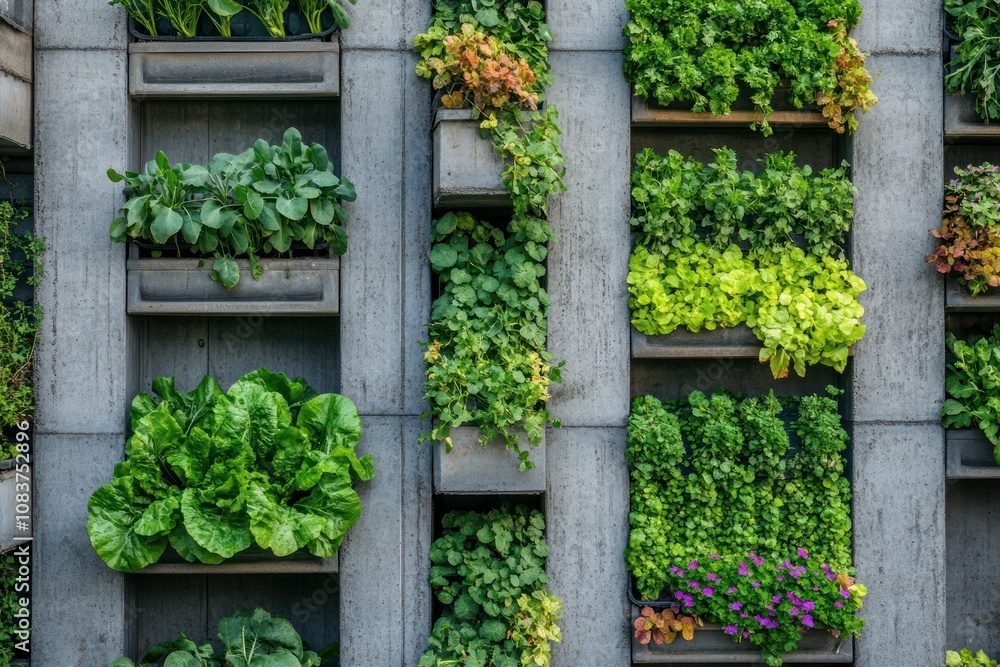Fototapeta premium Vertical farming maximizing space efficiency, growing crops in stacked layers for urban agriculture