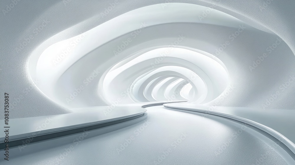 Obraz premium 3D Winding Asphalt Road on a White Background: Great for Journey Concepts, Navigation Infographics, and Travel-Themed Creative Design Projects Featuring Smooth Curved Roads
