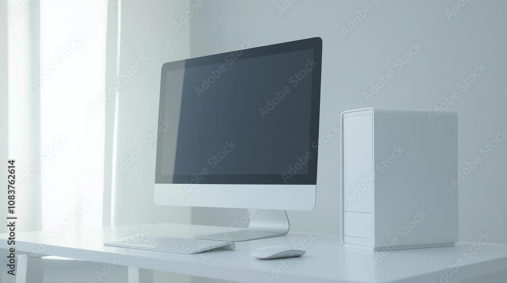 Fototapeta premium Graphic designer workplace with computer monitor in office