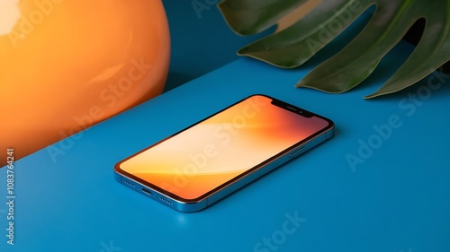 3D Smartphone Render with Floating Social Media Icons, Modern 3D Smartphone Mockup with Social Media Symbols and Notifications