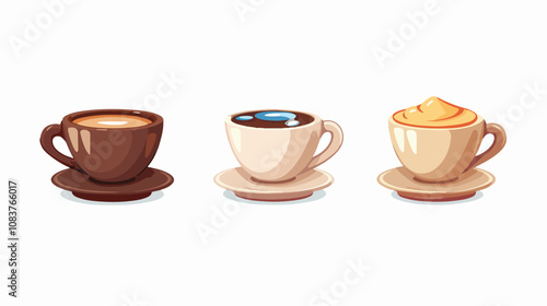 Coffee Drink Concept: Floating Coffee Cup Cartoon Style