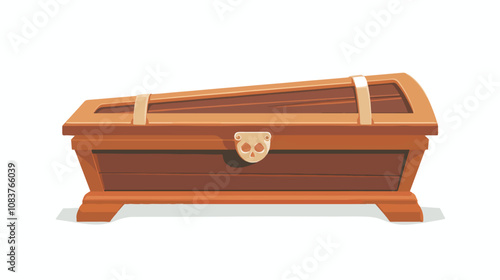 Flat Vector Coffin Casket Icon on White Background