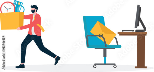 Employee resign, quit or leaving company. Businessman leaving the office.
