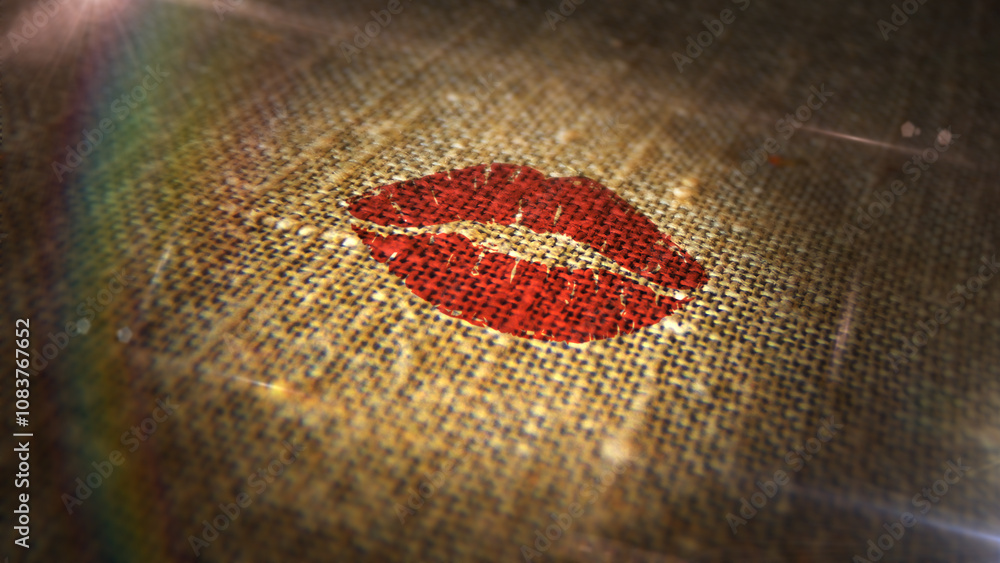 Fotografie Lips love kiss stamp and stamping
