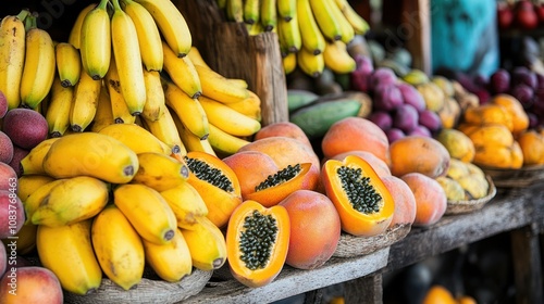 Tropical fruit farming practices growing luscious fruits like papayas, bananas, and passionfruit photo