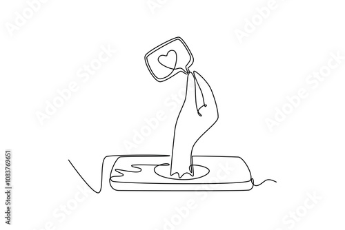 Social media concept. Single line draw design vector graphic illustration.