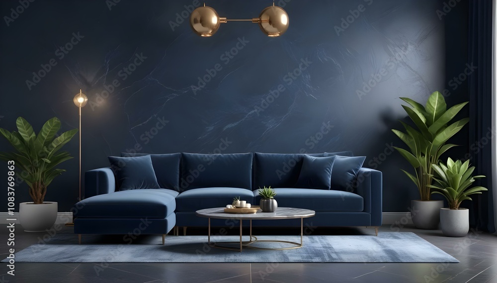 Photo modern style interior room 3d illustration,White and gold theme interior modern minimalism photo realism