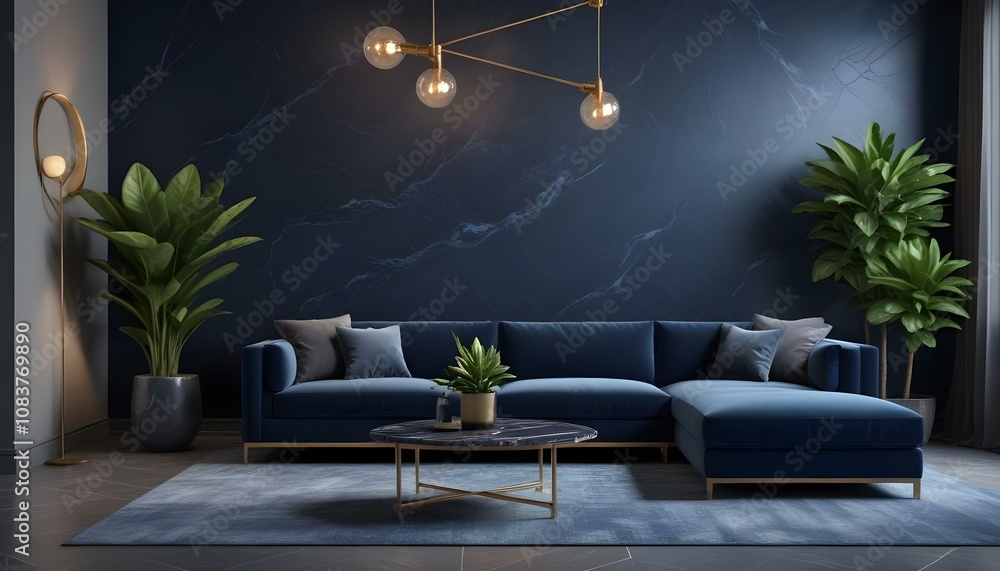 Photo modern style interior room 3d illustration,White and gold theme interior modern minimalism photo realism