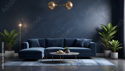 Obraz na płótnie Photo modern style interior room 3d illustration,White and gold theme interior modern minimalism photo realism w salonie