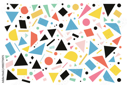 Colorful Geometric Shapes Pattern Clipart on White Background