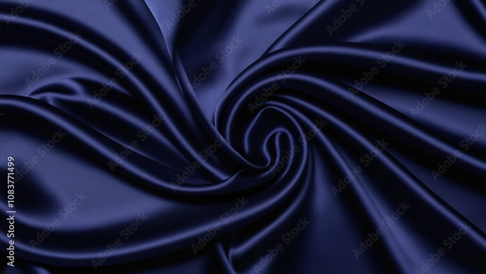 Fototapeta premium Luxury silk fabric with wrinkles background in dark blue shine for wedding, fashion themes and concepts. 