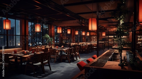 A photo of a modern Asian fusion restaurant