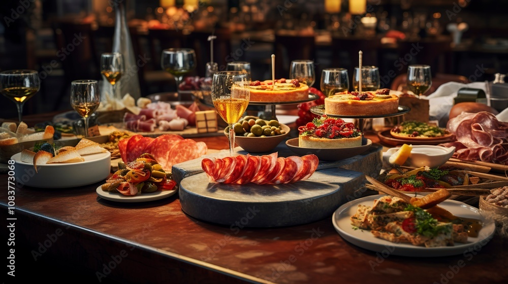 Fototapeta premium A photo of a high-end tapas restaurant