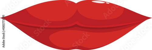 Shiny red lips are slightly parted, expressing sensuality and beauty