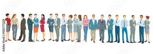 große Gruppen von Geschäftsleute  auf weißem Hintergrund, Illustration isoliert..eps