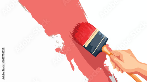 Close-Up Hand Painting Wall with Brush Vector Illustration