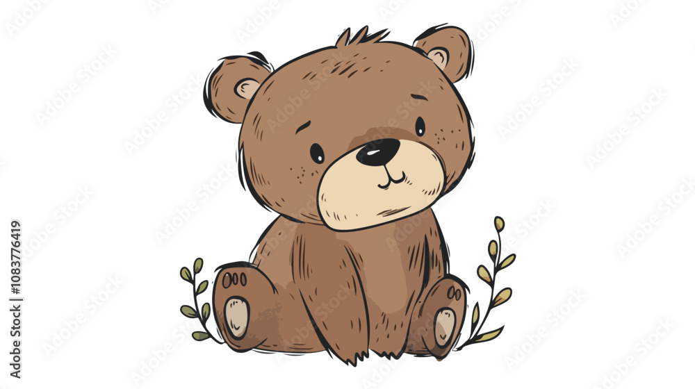 Obraz premium Charming Childish Bear Cartoon: Cute Animal Vector Illustration
