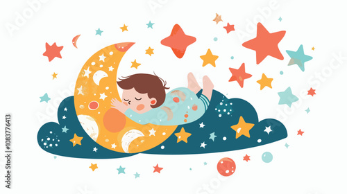 Childish Sweet Dreams Mixed Media Vector Illustration