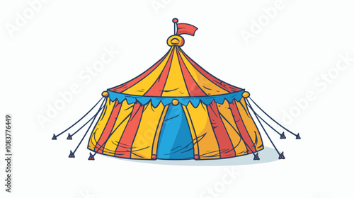 Colorful Circus Tent with Ribbons Amusement Park Icon Vector Illustration