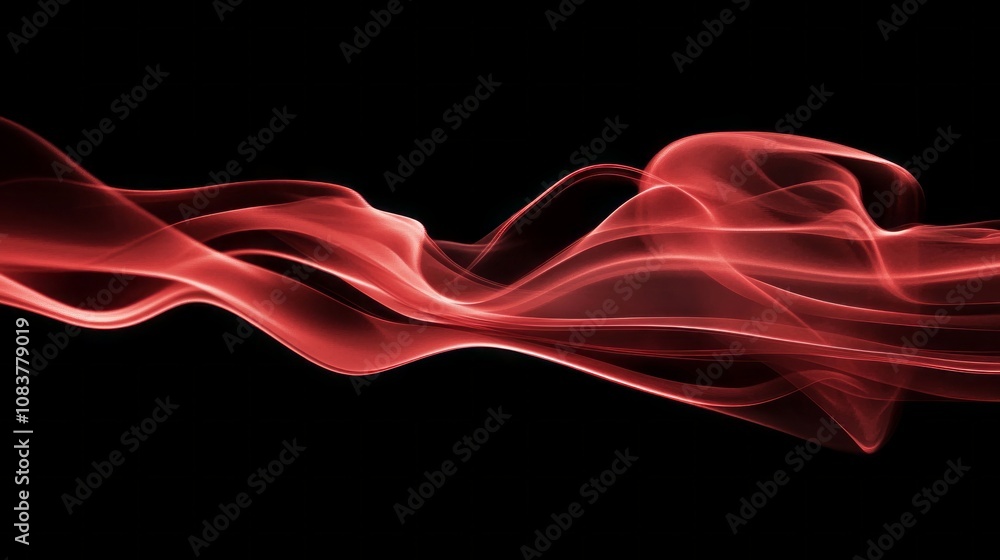 Obraz premium A red wave of smoke is shown on a black background