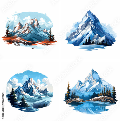 Winter mountain snow cold frost icy snowy peaks frozen winter landscape mountain range snow-