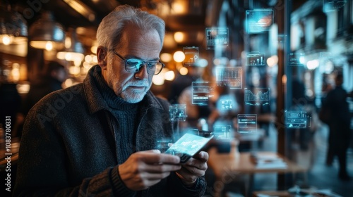 The Elderly Man with Tablet photo