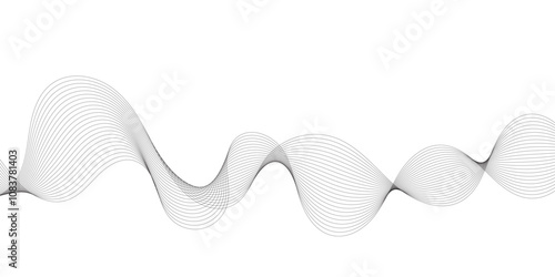 Abstract gradient grey smooth element swoosh speed wave modern stream background. Wave with lines created using blend tool. Abstract frequency sound wave lines and twisted curve lines background.	