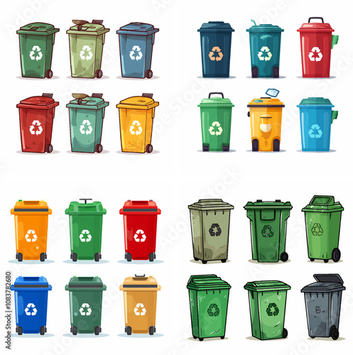 Recycling bins waste environment sustainability recycling trash sorting compost eco-friendly