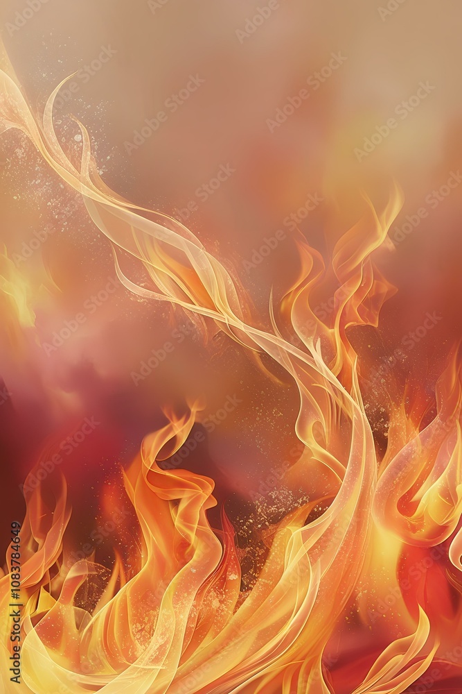 Fototapeta premium Abstract Fire Fluid Art – Dynamic Glossy Swirl with Flame-like Texture Versatile for Energy Ads, Fantasy Themes, and Design Variations
